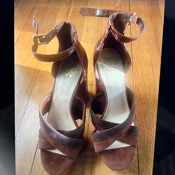 Vince Camuto Shoes - Vince Camuto Burgundy Platform Ankle Strap Heels Sz 8.5